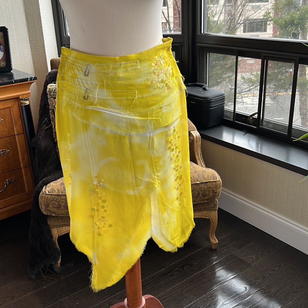 Bright yellow asymmetrical skirt size 2
